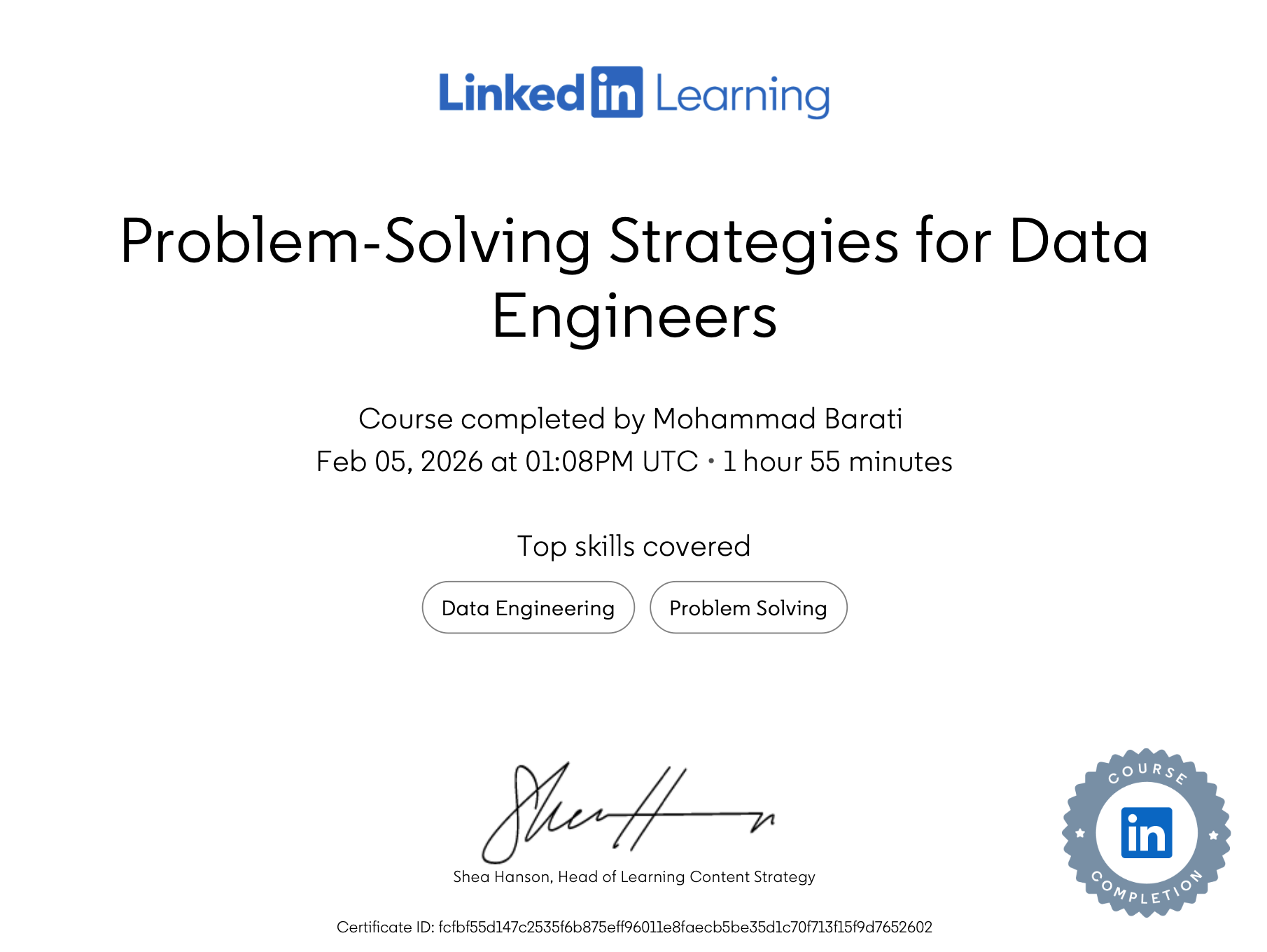 Preview of Problem-Solving Strategies for Data Engineers certificate